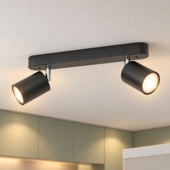 Eglo reciso e plafoniera con 2 faretti gu10 orientabili 30cm moderna nera confezione da 10 pezzi
