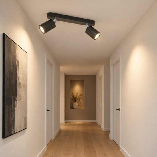 Eglo reciso e plafoniera con 2 faretti gu10 orientabili 30cm moderna nera confezione da 10 pezzi