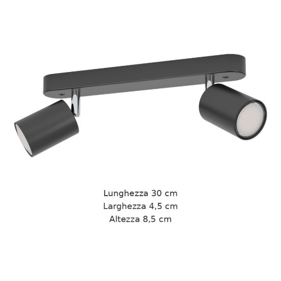 Eglo reciso e plafoniera con 2 faretti gu10 orientabili 30cm moderna nera confezione da 10 pezzi