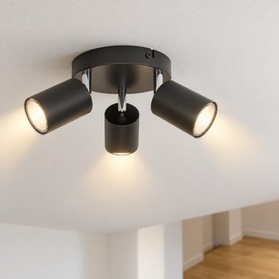 Eglo reciso e plafoniera con 3 faretti gu10 orientabili 14cm moderna nera confezione da 8 pezzi