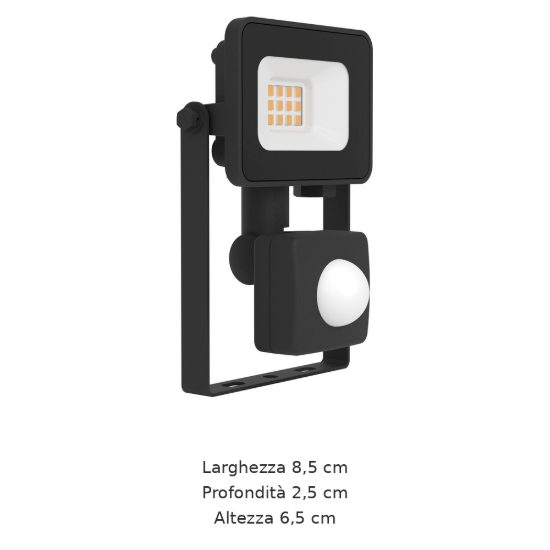 Eglo risacca e proiettore da esterno 10w 4000k ip44 8,5cm nero con sensore confezione da 16 pezzi