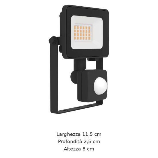 Eglo risacca e proiettore da esterno 20w 4000k ip44 11,5cm nero con sensore confezione da 16 pezzi