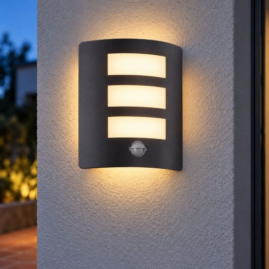 Eglo rascino e applique da esterno 23,5cm ip44 nera con sensore di movimento confezione da 4 pezzi