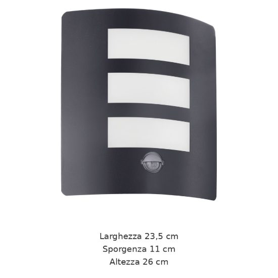 Eglo rascino e applique da esterno 23,5cm ip44 nera con sensore di movimento confezione da 4 pezzi