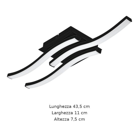 Eglo cabezas e plafoniera led 14,1w 3000k 43,5cm nera confezione da 8 pezzi