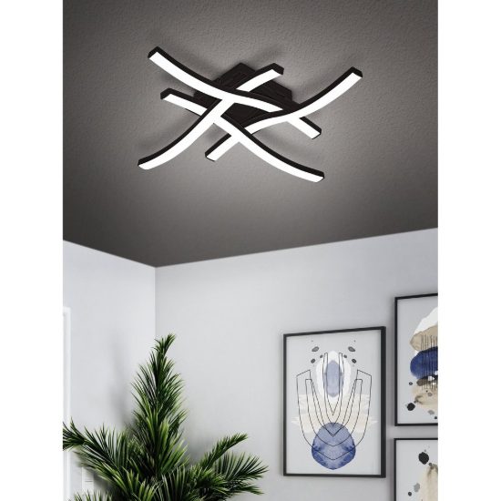 Eglo cabezas e plafoniera led 18,8w 3000k 40cm per soggiorno a croce nera confezione da 4 pezzi