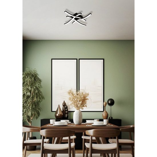 Eglo cabezas e plafoniera led 20w 4000k 40cm per sala da pranzo a croce nera confezione da 4 pezzi
