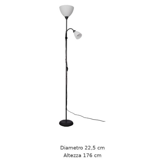 Eglo montanini e piantana 2 luci e27 e14 176cm per soggiorno moderna nera confezione da 2 pezzi