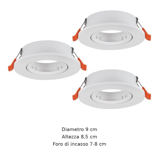 Eglo sapereta e faretto da incasso orientabile gu10 foro 7-8cm bianco 48 pezzi in 16 confezioni da 3