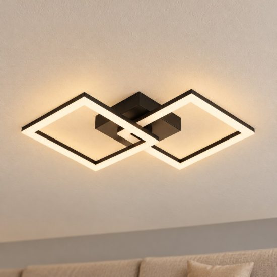 Eglo palmaves e plafoniera led 22w 3000k 52,5cm per soggiorno moderna nera confezione da 5 pezzi