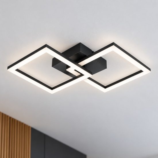 Eglo palmaves e plafoniera led 22w 4000k 52,5cm per soggiorno moderna nera confezione da 5 pezzi
