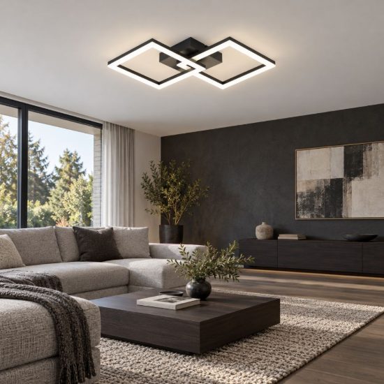 Eglo palmaves e plafoniera led 22w 4000k 52,5cm per soggiorno moderna nera confezione da 5 pezzi