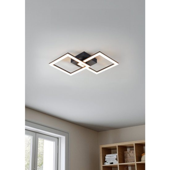 Eglo palmaves e plafoniera led 22w 4000k 52,5cm per soggiorno moderna nera confezione da 5 pezzi