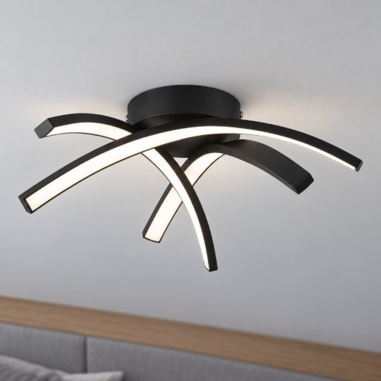 Eglo destro e plafoniera led 11w 4000k 37cm per camera da letto moderna nera confezione da 5 pezzi