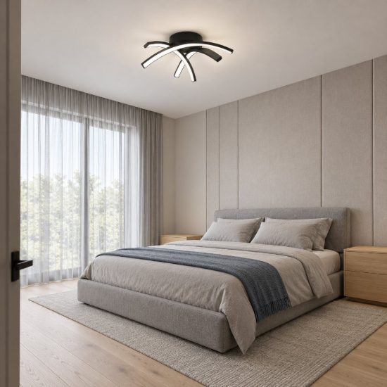 Eglo destro e plafoniera led 11w 4000k 37cm per camera da letto moderna nera confezione da 5 pezzi