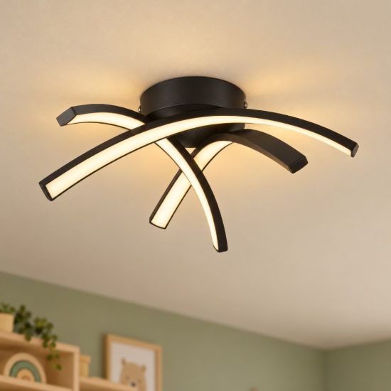 Eglo destro e plafoniera led 11w 3000k 37cm per cameretta moderna nera confezione da 5 pezzi