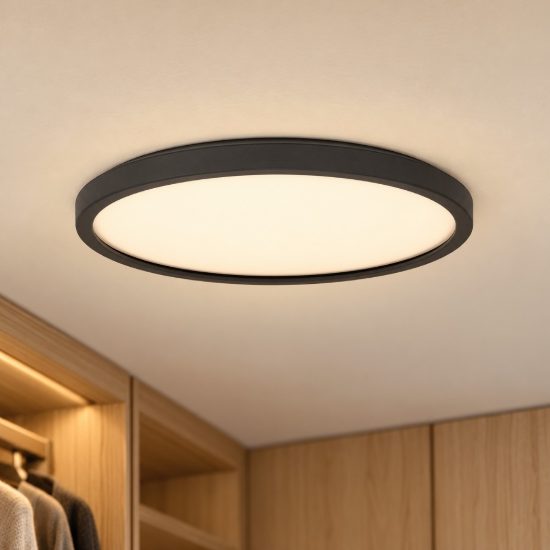 Eglo testara e plafoniera led 16,4w 3000k 30cm moderna nera confezione da 12 pezzi