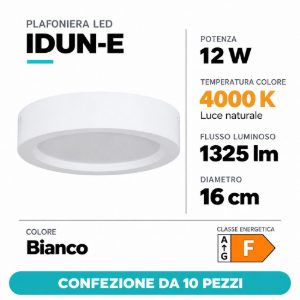 Eglo idun e plafoniera led 12w 4000k 16cm moderna rotonda bianca confezione da 10 pezzi