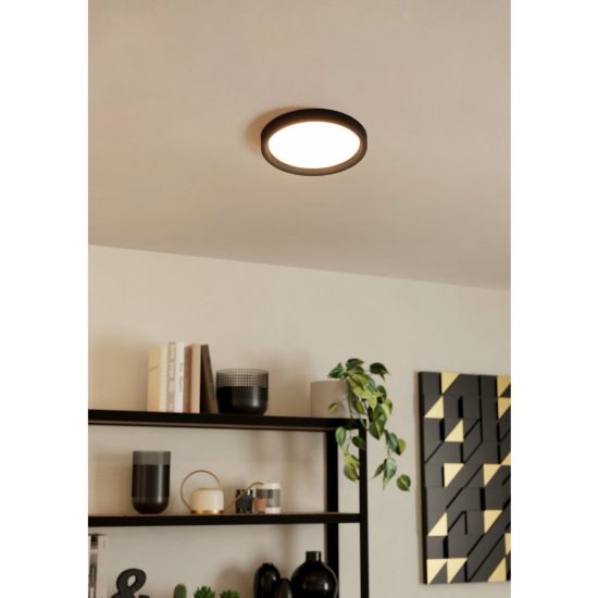 Eglo idun e plafoniera led 17w 3000k 28,5cm moderna rotonda nera confezione da 5 pezzi