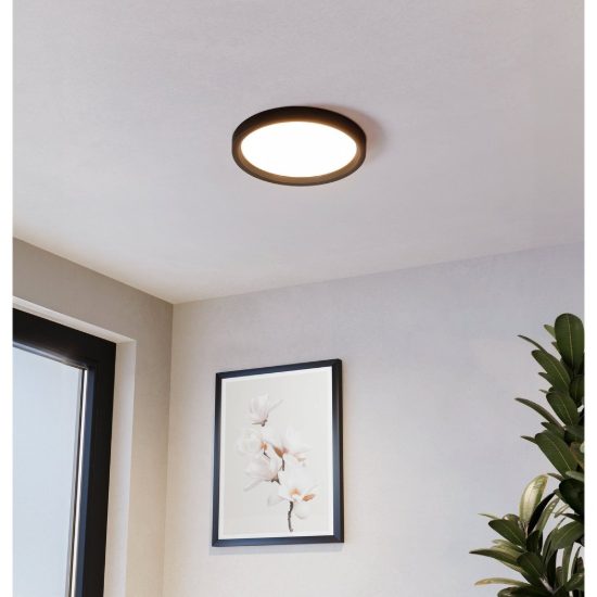 Eglo idun e plafoniera led 17w 3000k 28,5cm moderna rotonda nera confezione da 5 pezzi
