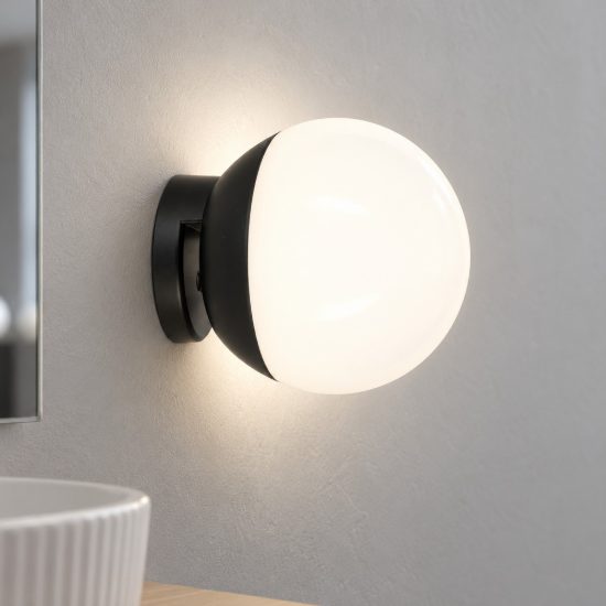 Eglo cerveteri e applique per specchio bagno led 4,4w 4000k 9cm ip44 nera confezione da 12 pezzi