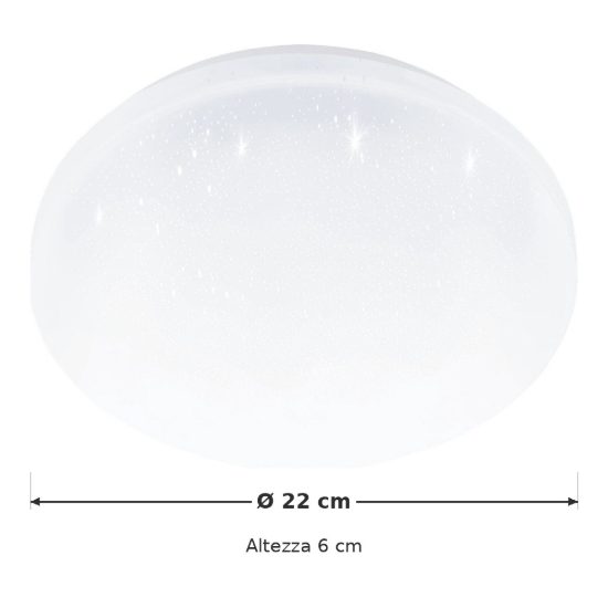 Eglo pogliola e plafoniera 8w 3000k 22cm bianca effetto cristallo confezione da 7 pezzi