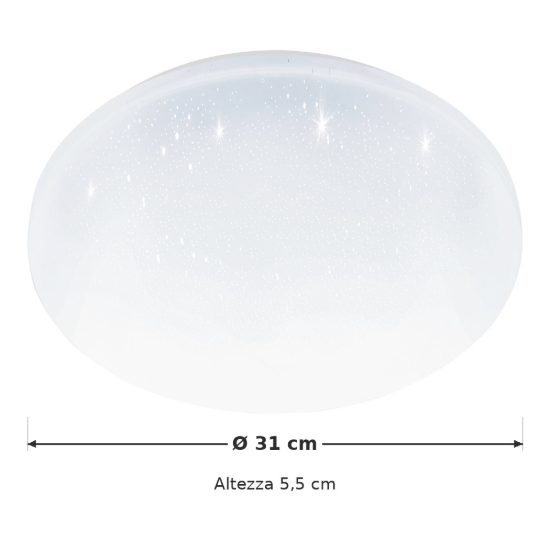 Eglo pogliola e plafoniera 18w 4000k 31cm bianca effetto cristallo con sensore confezione da 7 pezzi