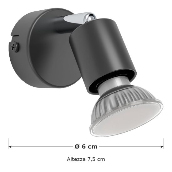 Eglo stecci e applique con faretto gu10 orientabile 6cm moderna nera confezione da 20 pezzi