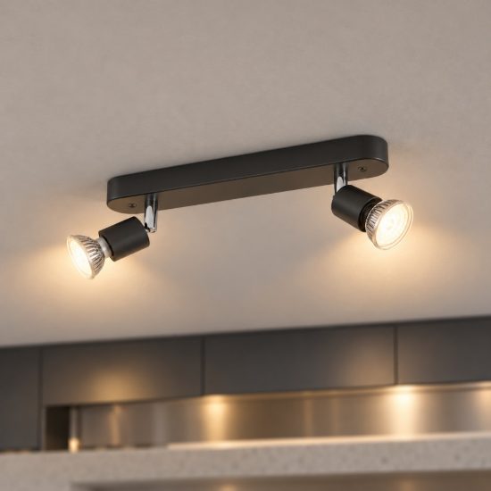 Eglo stecci e plafoniera con 2 faretti gu10 orientabili 30cm moderna nera confezione da 10 pezzi