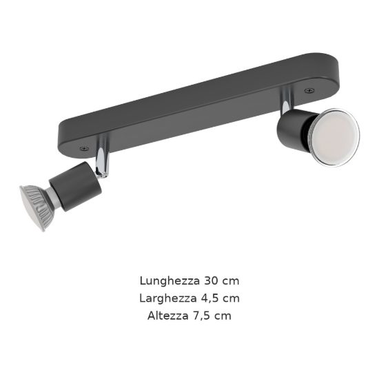 Eglo stecci e plafoniera con 2 faretti gu10 orientabili 30cm moderna nera confezione da 10 pezzi