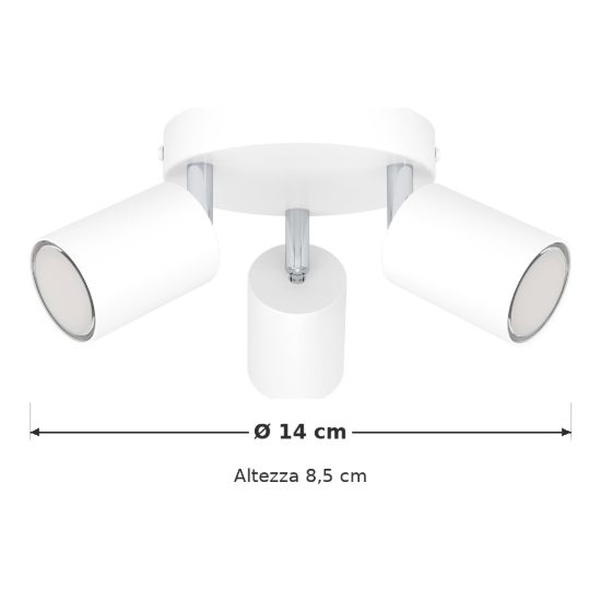 Eglo reciso e plafoniera con 3 faretti gu10 orientabili 14cm moderna bianca confezione da 8 pezzi