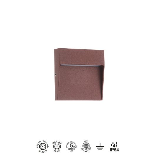 Segnapasso moderno da esterno corten led 3w 3000k ip54 11cm