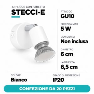 Eglo stecci e applique con faretto gu10 orientabile 6cm moderna bianca confezione da 20 pezzi
