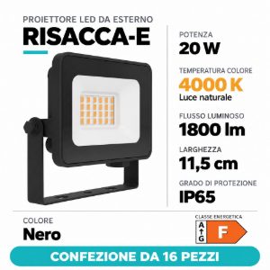 Eglo risacca e proiettore da esterno 20w 4000k ip65 11,5cm nero confezione da 16 pezzi