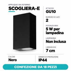 Eglo scogliera e applique da esterno 2 luci 7cm biemissione nera confezione da 18 pezzi