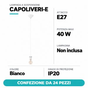 Eglo capoliveri e lampada a sospensione senza paralume per camera da letto bianca confezione da 24 pezzi