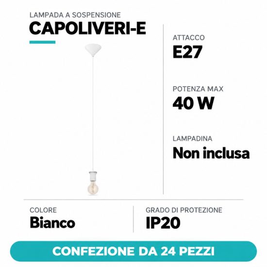 Eglo capoliveri e lampada a sospensione senza paralume per camera da letto bianca confezione da 24 pezzi