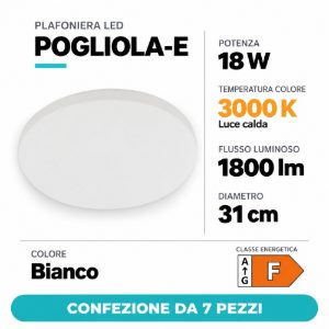 Eglo pogliola e plafoniera 18w 3000k 31cm bianca con sensore confezione da 7 pezzi