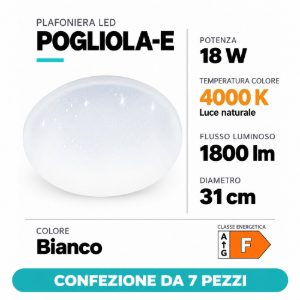 Eglo pogliola e plafoniera 18w 4000k 31cm bianca effetto cristallo con sensore confezione da 7 pezzi