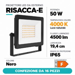 Eglo risacca e proiettore da esterno 50w 4000k ip65 19,4cm nero confezione da 16 pezzi