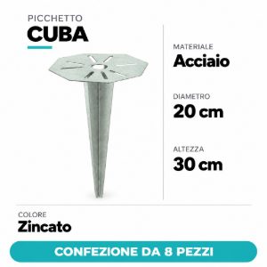 Picchetto per fissaggio a terra zincato eglo cuba confezione da 8 pezzi