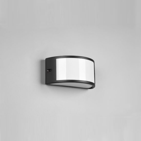 Applique da esterno ip44 moderna nera a fascia con diffusore opale