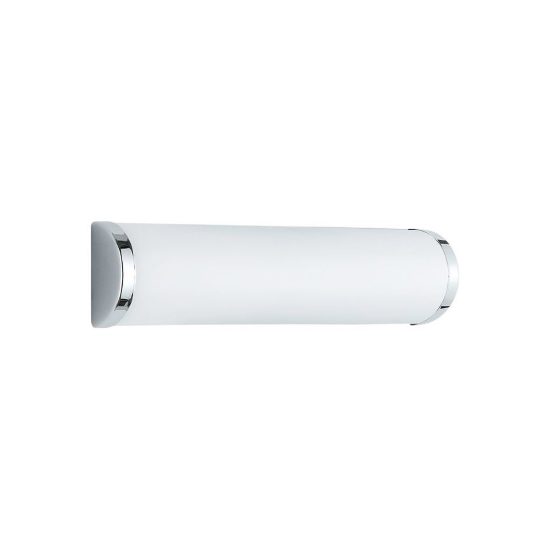 Applique per specchio da bagno 2 luci moderna lineare cromo con vetro satinato bianco