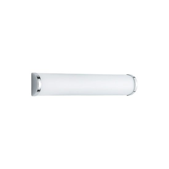Applique per specchio da bagno 3 luci moderna lineare cromo con vetro satinato bianco