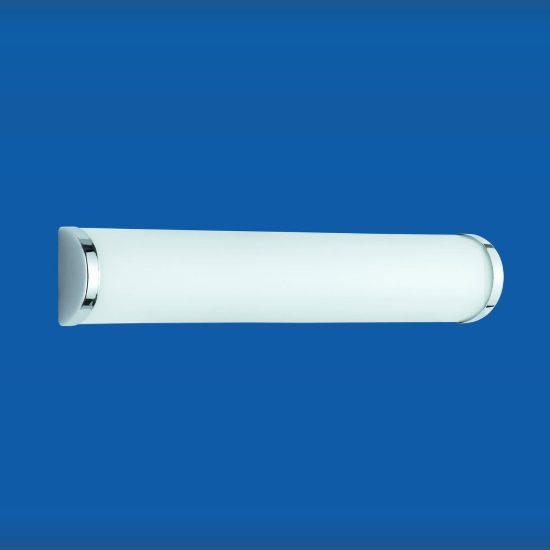 Applique per specchio da bagno 3 luci moderna lineare cromo con vetro satinato bianco