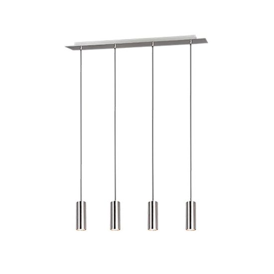 Lampadario a sospensione 4 luci per sala da pranzo moderno nichel opaco