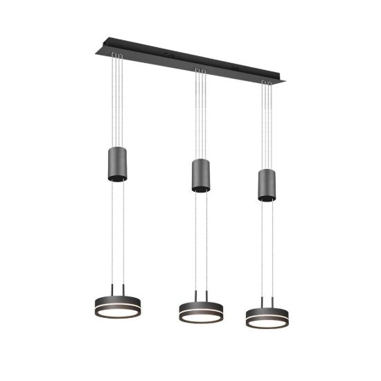 Lampadario a sospensione con pendenti 3 luci led 27w 3000k per sala da pranzo antracite