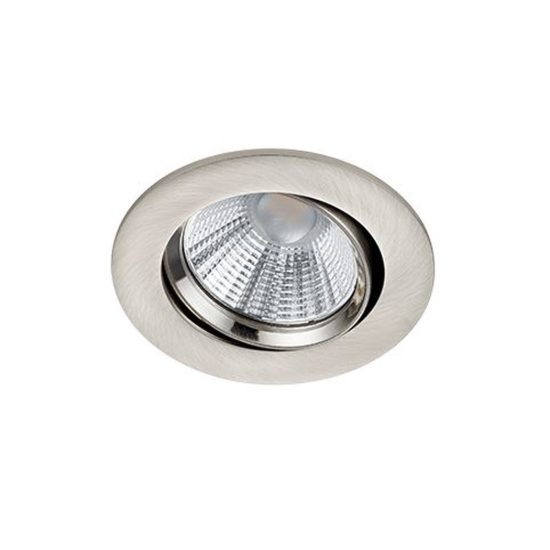 Faretto da incasso per salotto orientabile led 5,5w 3000k dimmerabile ip23 rotondo nichel opaco
