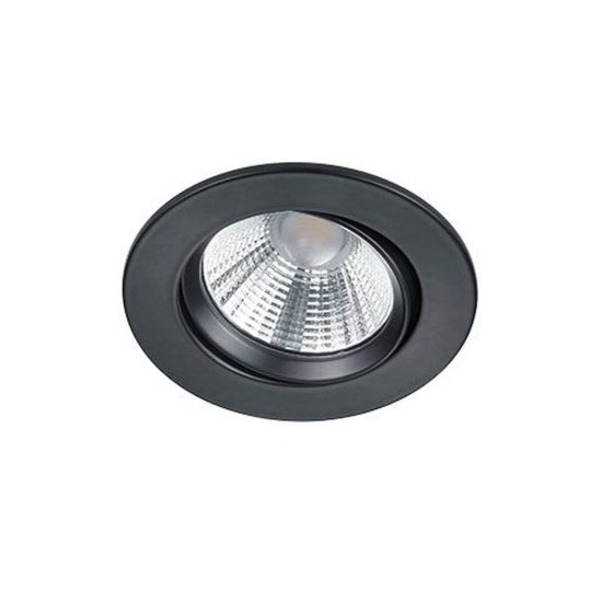 Faretto da incasso per soggiorno orientabile led 5,5w 3000k dimmerabile ip23 rotondo nero opaco