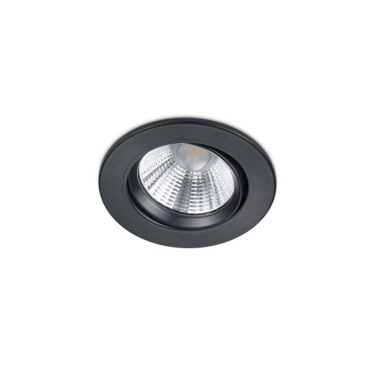 Faretto da incasso per soggiorno orientabile led 5,5w 3000k dimmerabile ip23 rotondo nero opaco